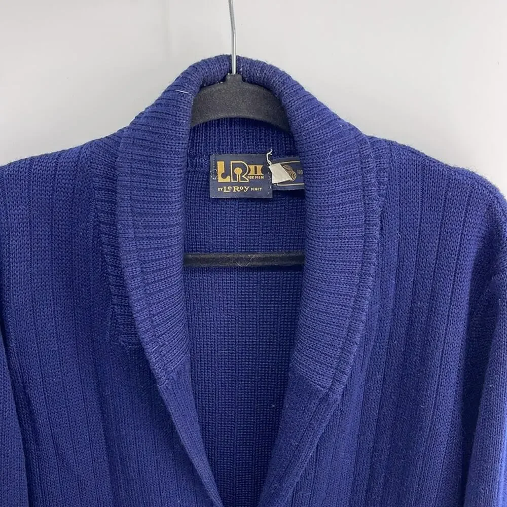 Vintage LR II BY Leroy Knit 100% pure wool double breasted shawl collar cardigan